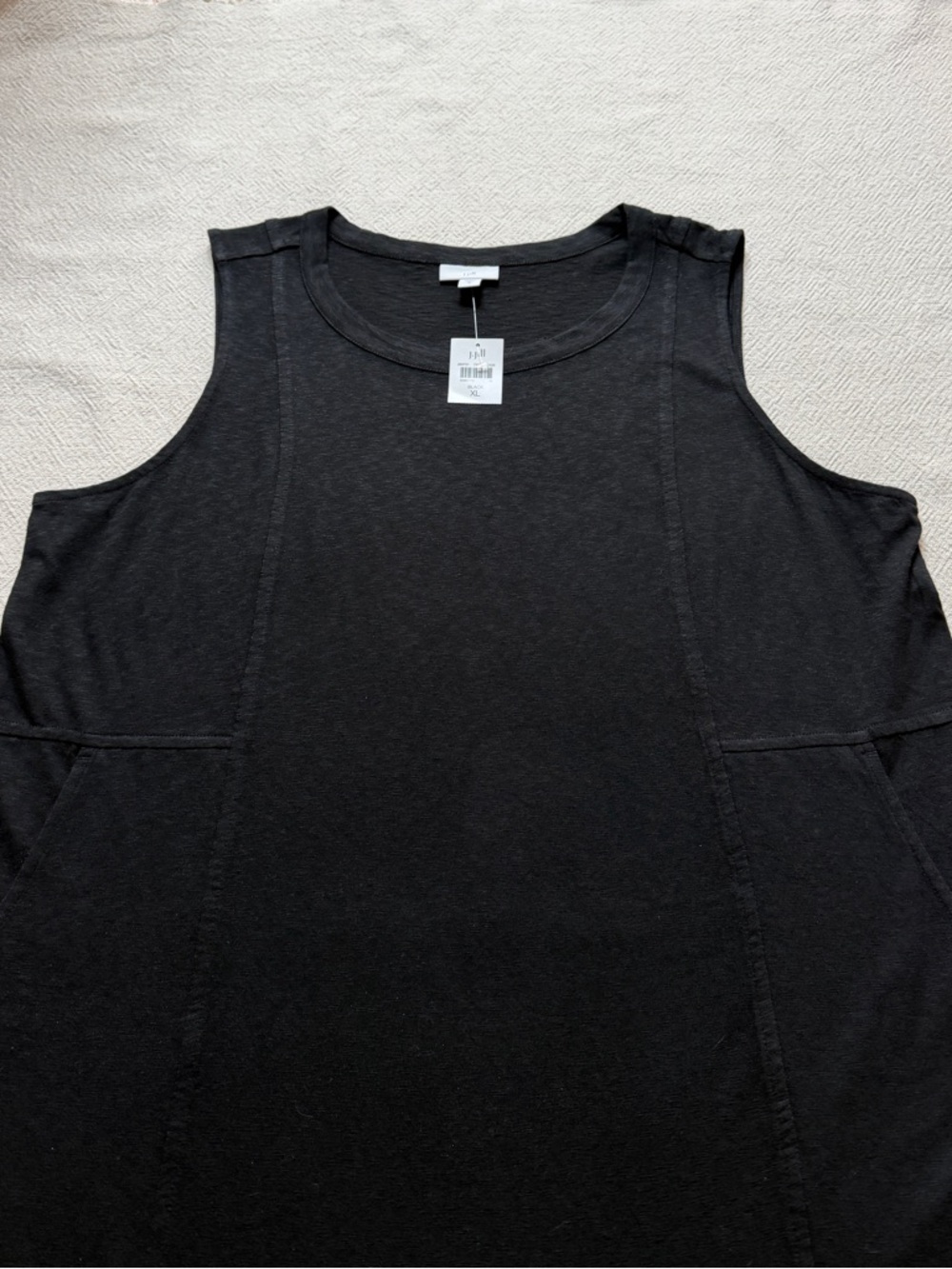 NEW JJill Black Tencel Modal Shift Dress XL Summer Pockets Sleeveless - Picture 4 of 8